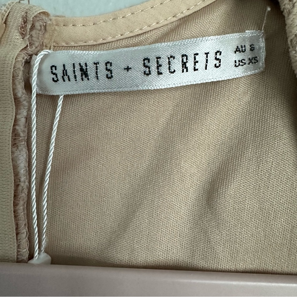 Saints and Secrets Floral Faux Wrap Ruffle Lace Mini Dress - Picture 4 of 15